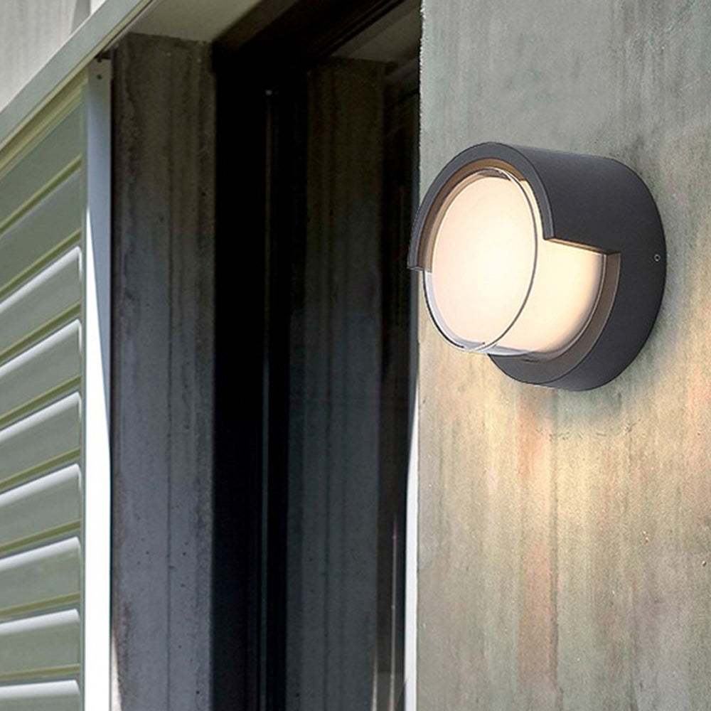 Ray Modern Round/Rectangular Metal/Acrylic Outdoor Wall Lamp, Black - Lamp Copper