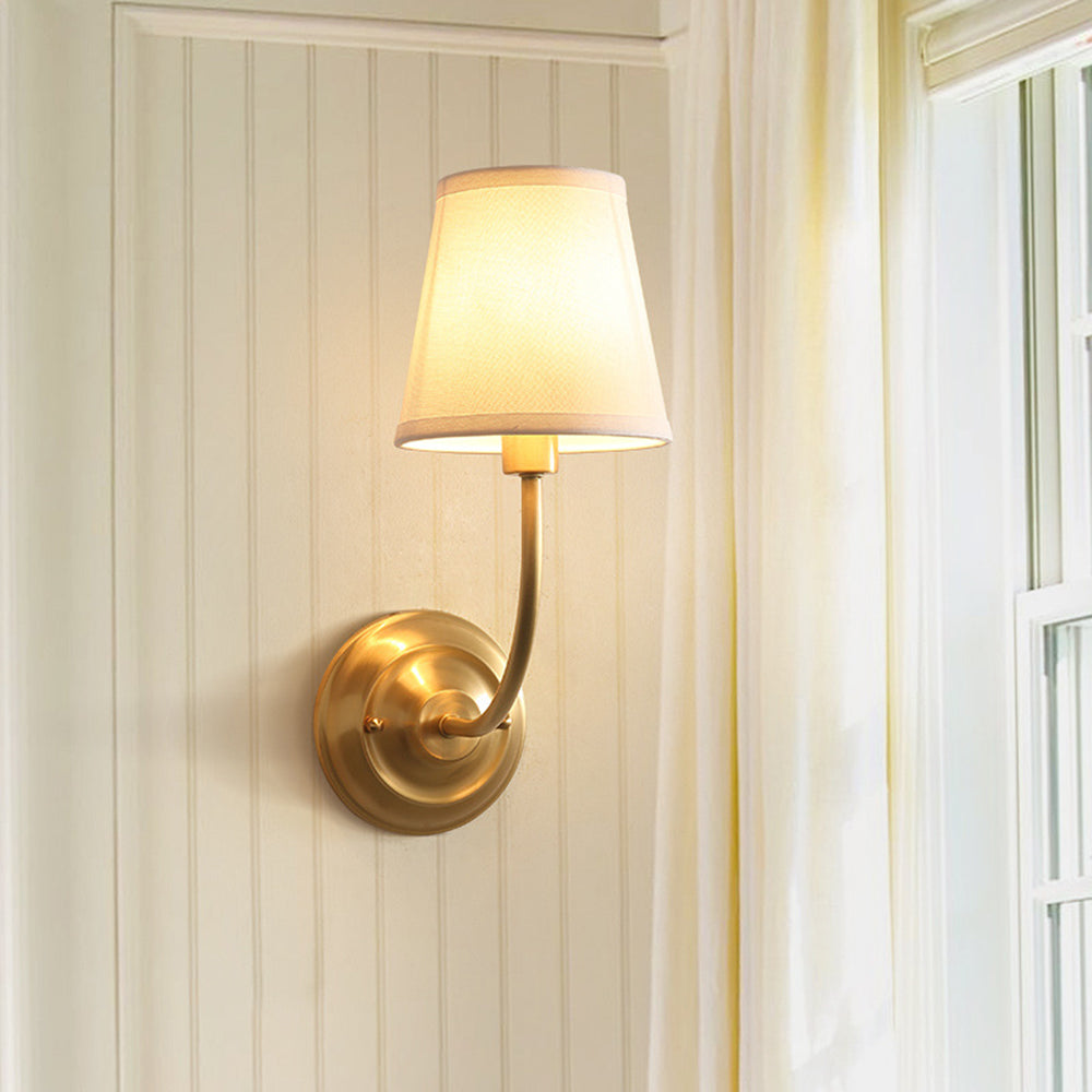 Tiffany Vintage Rustic Lantern Fabric LED Wall Lamp, Gold - Lamp Copper