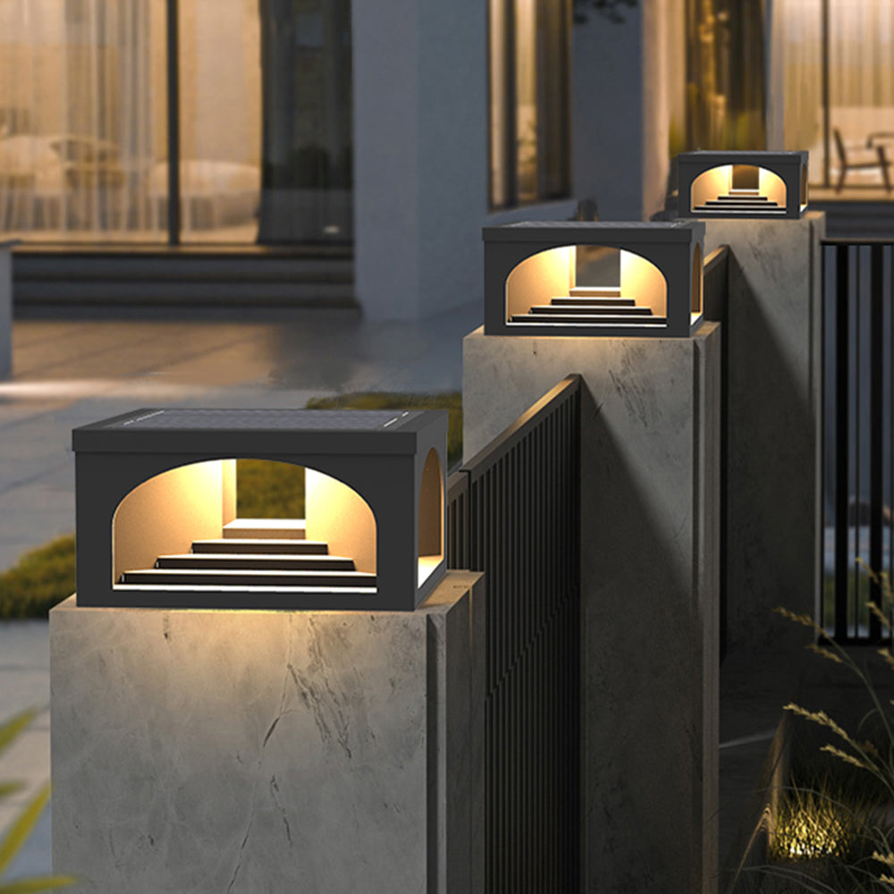 Ray Modern Stair Metal Solar Outdoor Pier-Mount Pillar Light - Lamp Copper