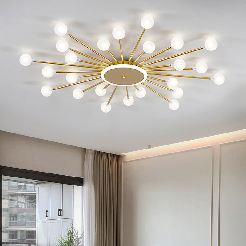 Arisha Nordic LED Flush Mount Ceiling Light Gold/Black Metal Living Room - Lamp Copper