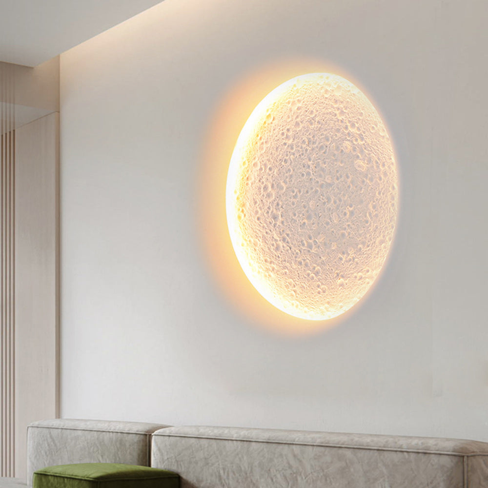 Aria Decorative Moon Metal/Gypsum Wall Lamp, White - Lamp Copper