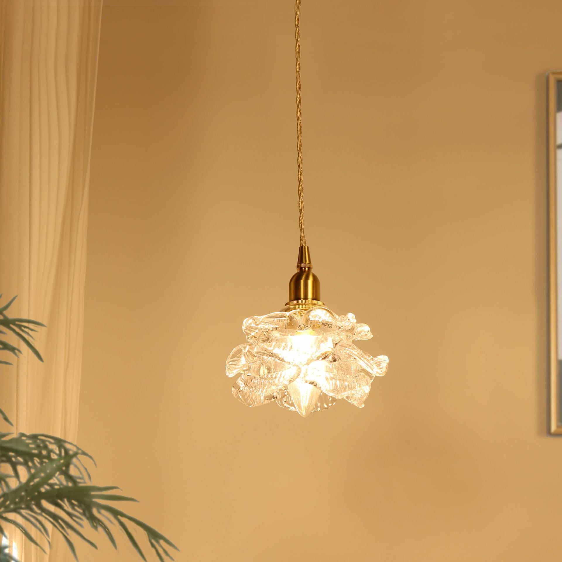 Valentina Romantic Retro Rose Pendant Light Clear Glass Bedroom - Lamp Copper