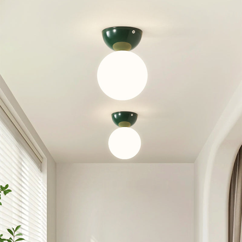 Valentina Modern Flush Mount Ceiling Light Metal Glass Bedroom - Lamp Copper