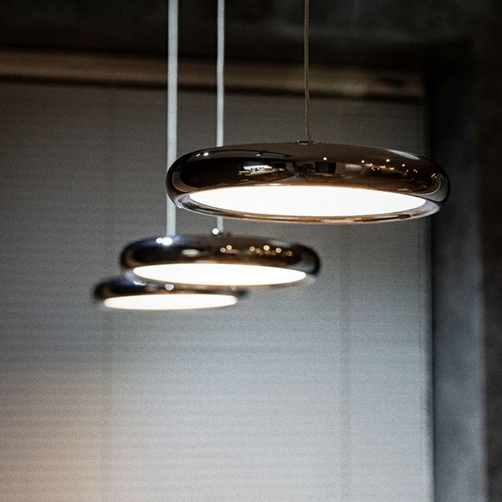 Arisha Minimalist Circular Metal Pendant Light,Silver/Gold/Rose Gold - Lamp Copper
