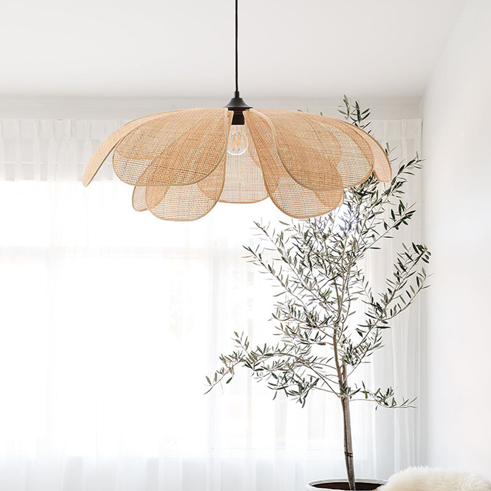 Aiko Handmade Pendant Light, Rattan/Willow Weave - Lamp Copper