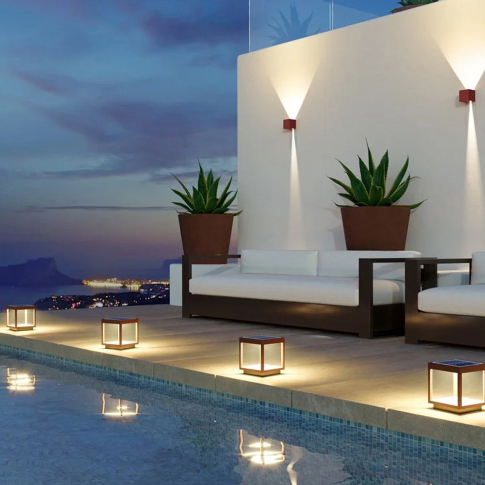 Ferra Contemporary Solar Rechargeable Outdoor Floor Lamp - Lamp Copper