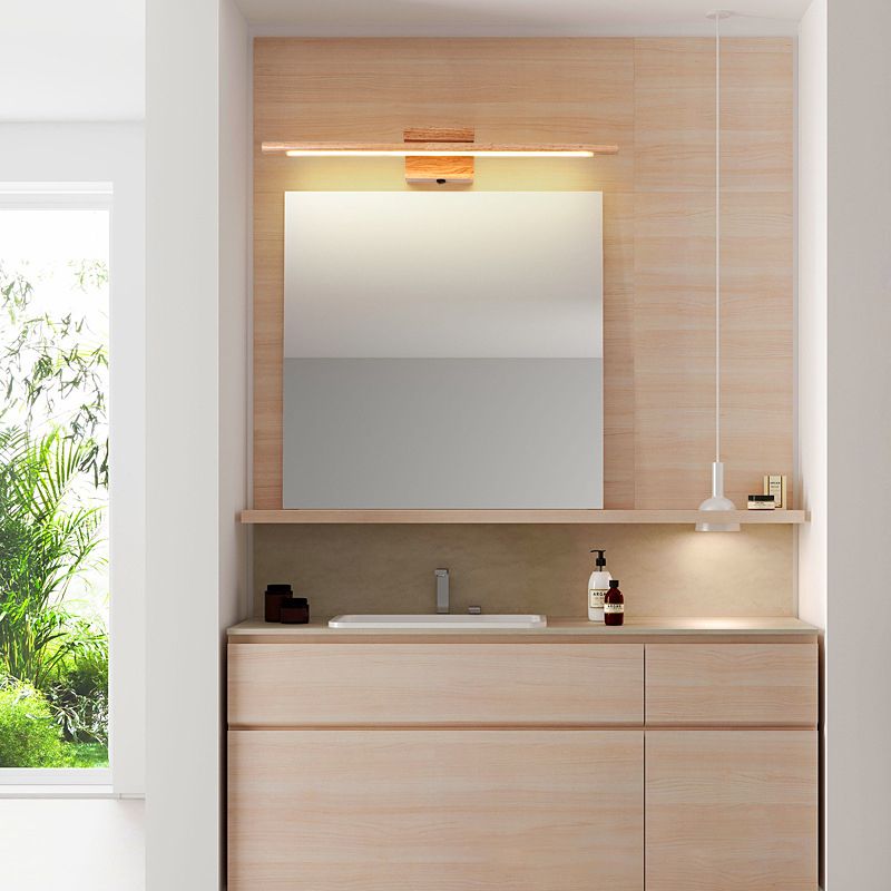 Muto Nature Wood Linear Mirror Front Vanity Wall Lamp - Lamp Copper