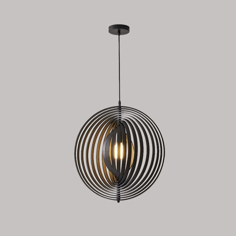 Muto Japanese LED Pendant Light Black/Gold Wood Bedroom/Bar - Lamp Copper