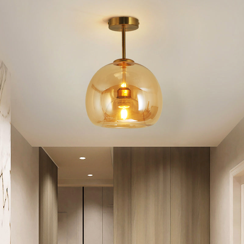 Rhea Glass Semi-Flush Mount Ceiling Light/Pendant Light - Lamp Copper
