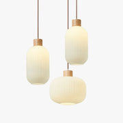 Muto Modern Wood/Glass Pendant Light, White - Lamp Copper