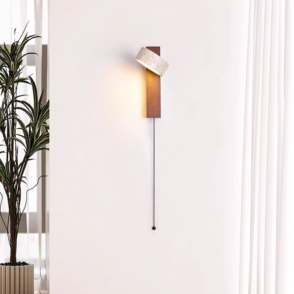 Ritta Wall Light Travertine Wood - Lamp Copper