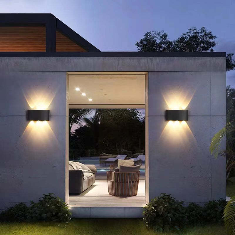 Tronix Modern Rectangular Metal Outdoor Wall Lamp, Black/White, Water-wave - Lamp Copper