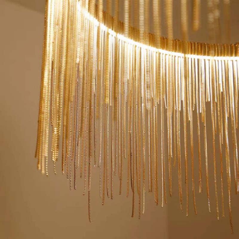 Arisha Tassel Chain Art Deco Pendant Light Silver/Gold Living Room/Hall - Lamp Copper