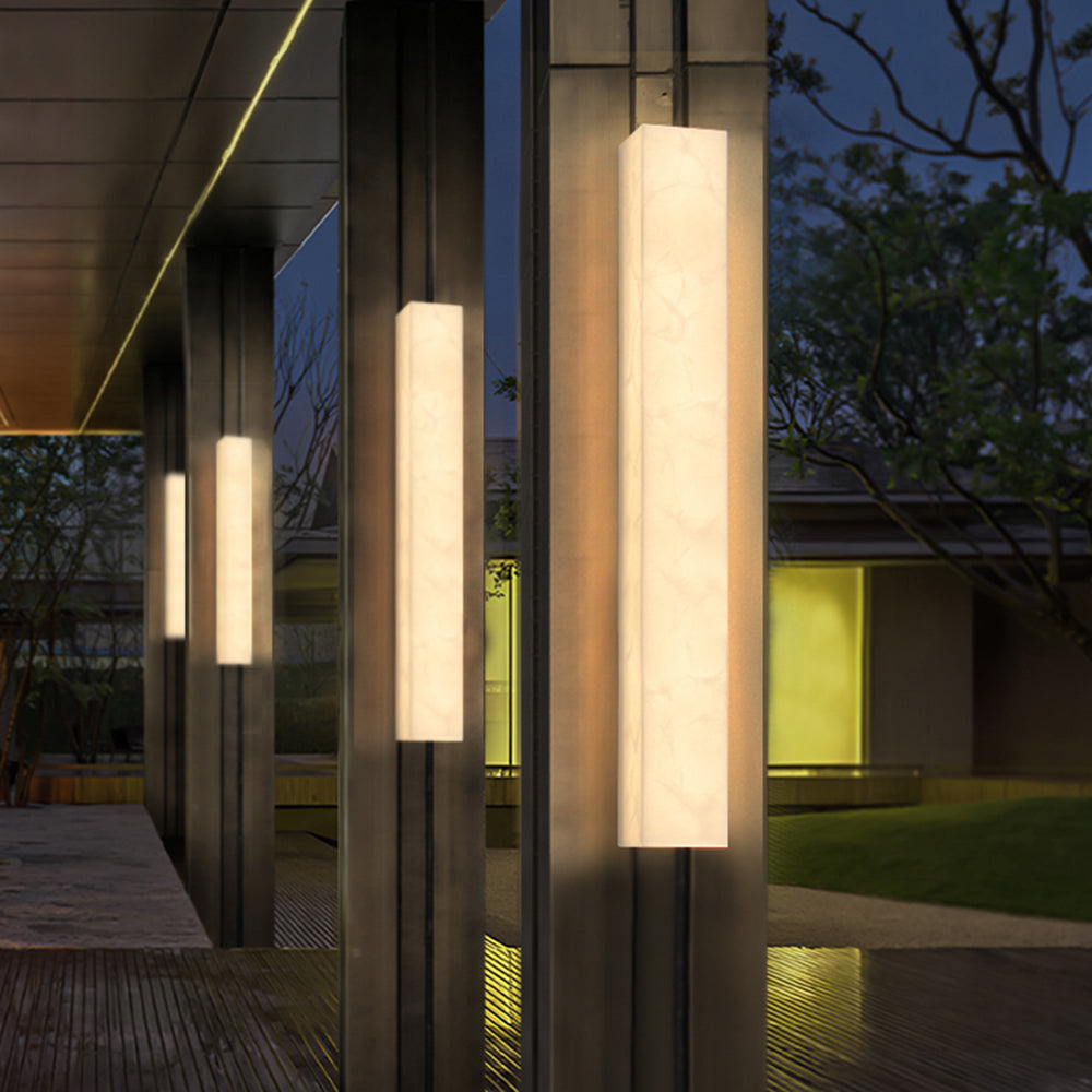 Ayen Modern Rectangular Resin Outdoor Wall Lamp, White - Lamp Copper