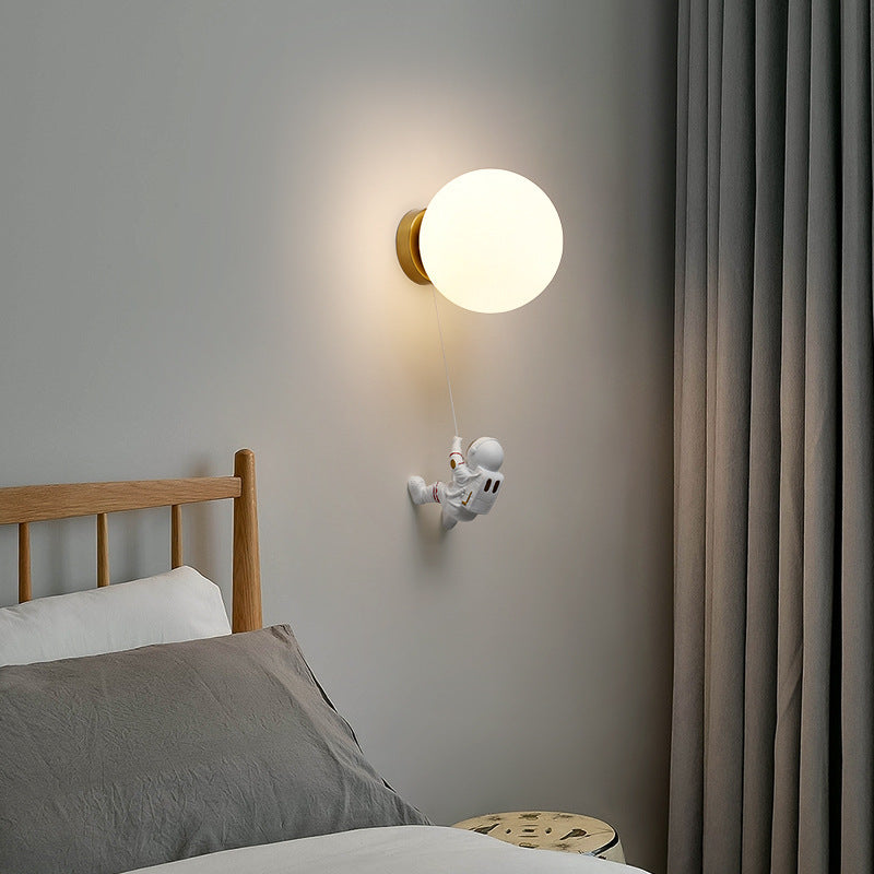 Aria Modern Moon LED Indoor Wall Lamp White Resin Kid's Room - Lamp Copper