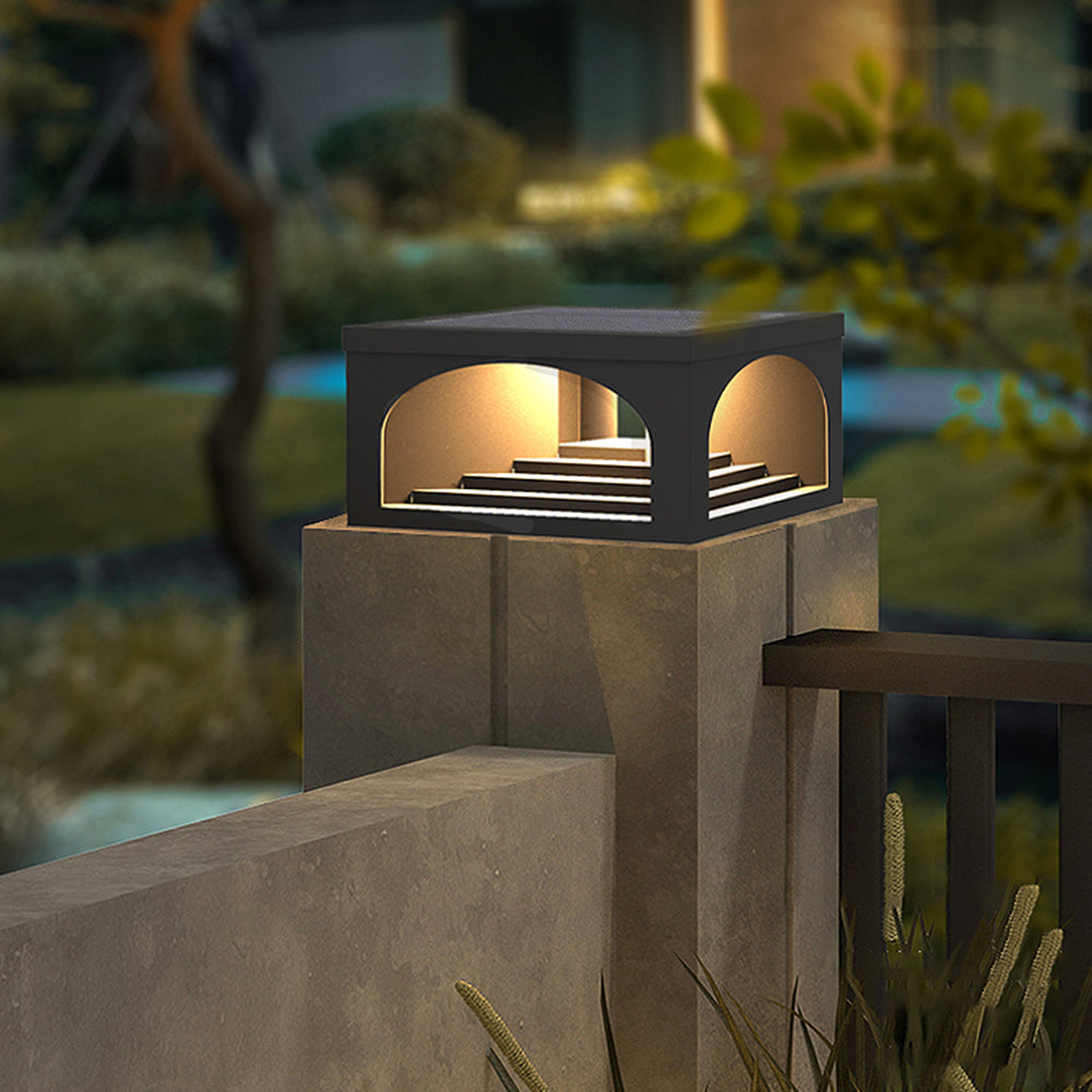 Ray Modern Stair Metal Solar Outdoor Pier-Mount Pillar Light - Lamp Copper