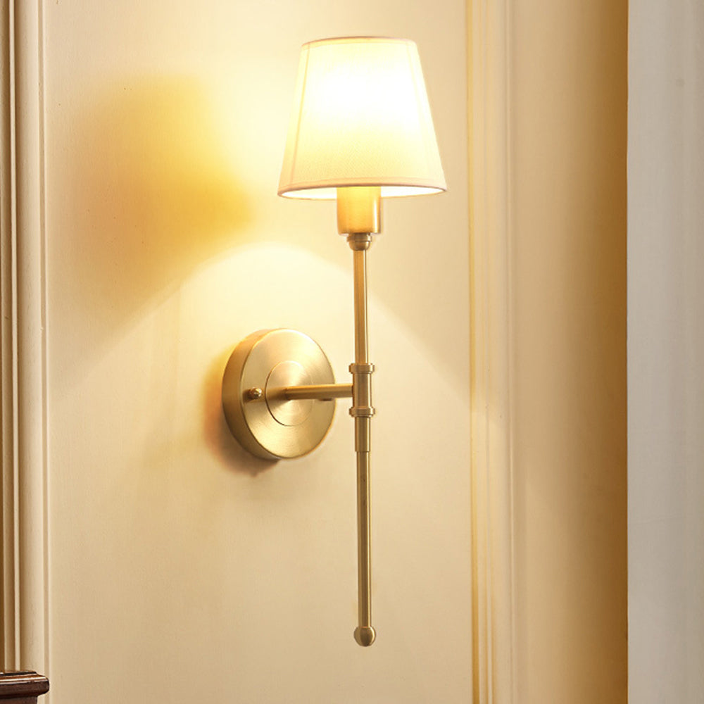 Tiffany Vintage Rustic Lantern Fabric LED Wall Lamp, Gold - Lamp Copper