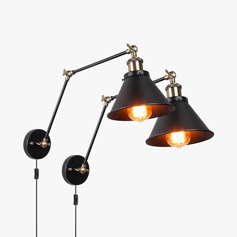 Epoch Retro Wall Lamp with Swing Arm, Metal, Black & Gold - Lamp Copper