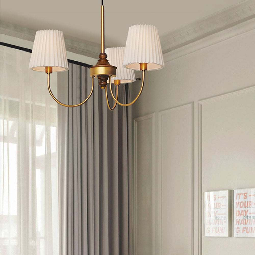 Silva Modern Retro Fabric Chandelier, White/Green - Lamp Copper