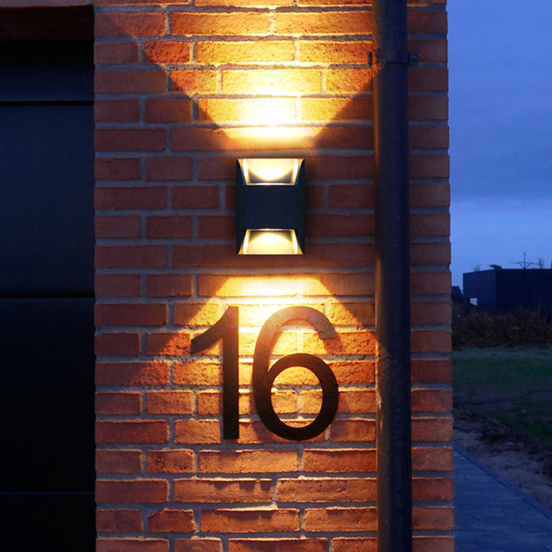 Ray Minimalist Up/Down Metal Outdoor Wall Lamp, Black - Lamp Copper