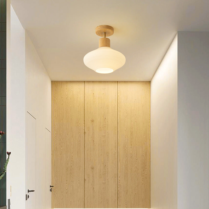 Arisha Minimalist Flush Mount Ceiling Light Wood/Walnut Hallway - Lamp Copper