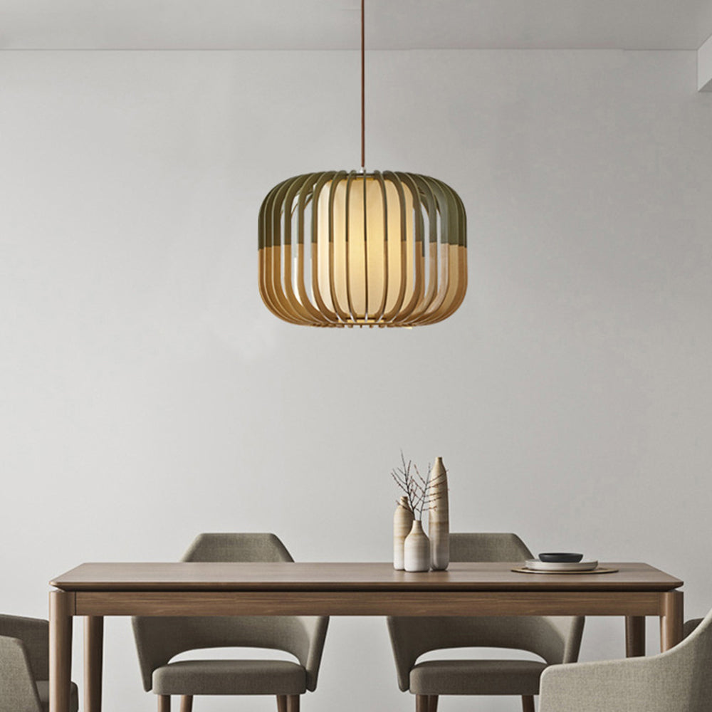Muto Modern Birdcage Wood Pendant Light - Lamp Copper