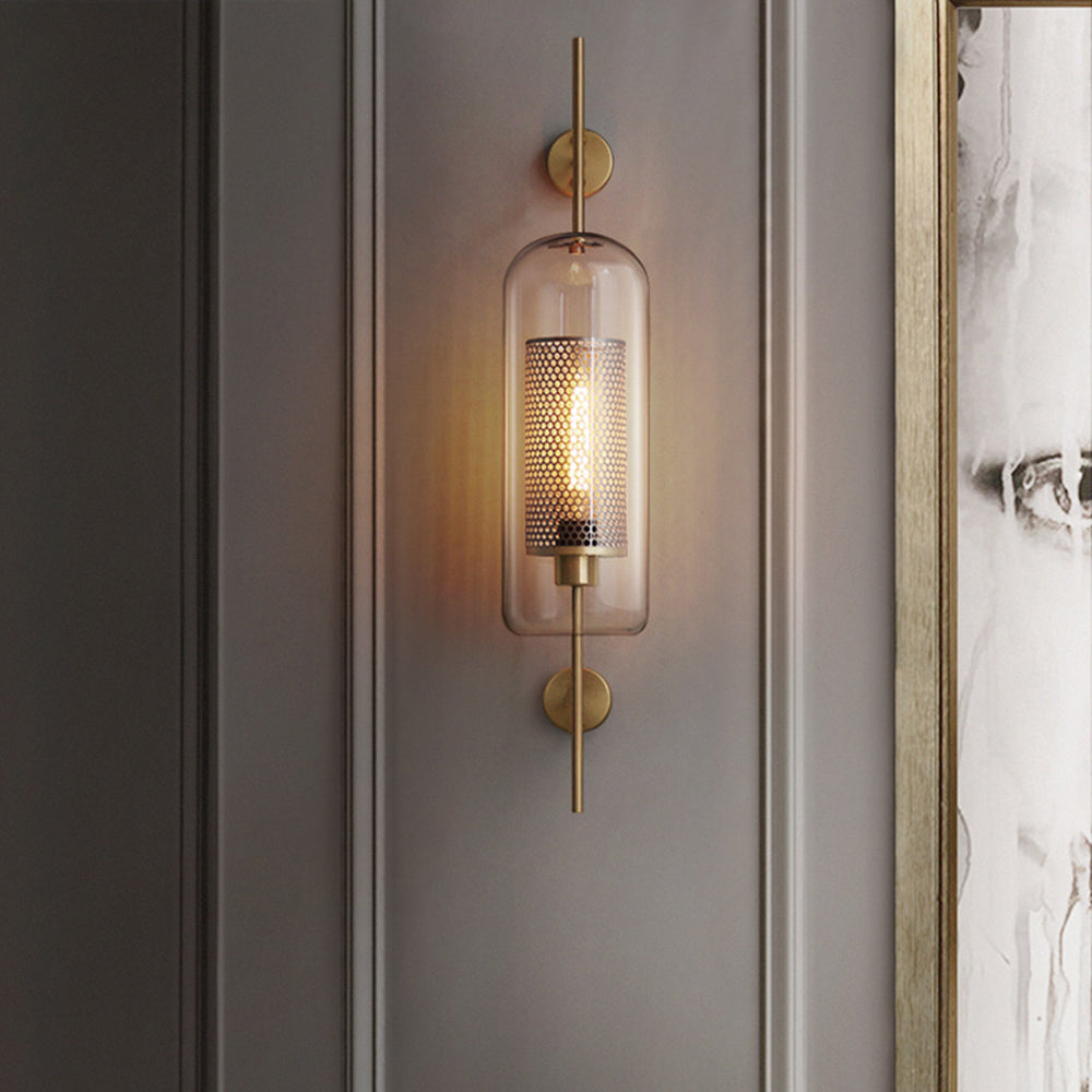 Kiri Industrial Classy Global Clear Glass Wall Lamp - Lamp Copper