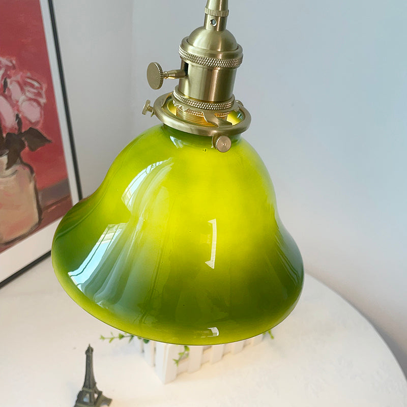 Valentina Rustic Vintage LED Pendant Light Green Copper Glass Dining Room - Lamp Copper
