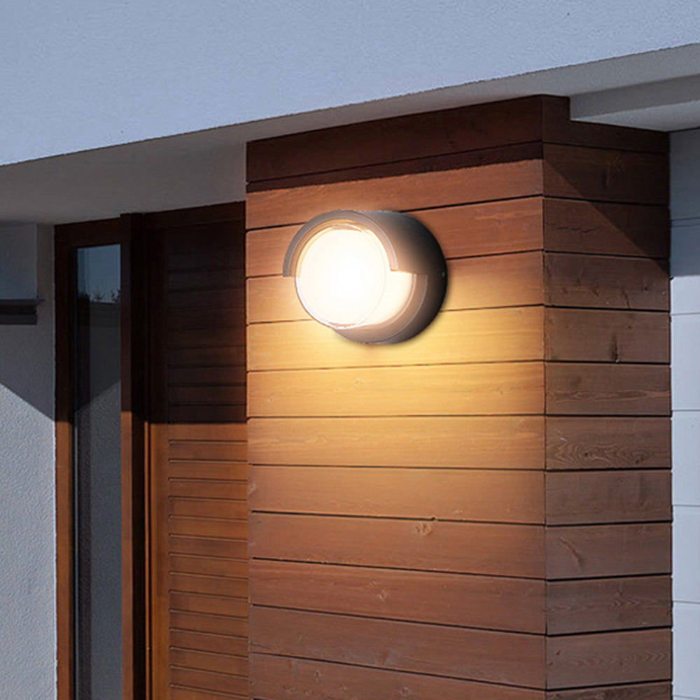 Ray Modern Round/Rectangular Metal/Acrylic Outdoor Wall Lamp, Black - Lamp Copper