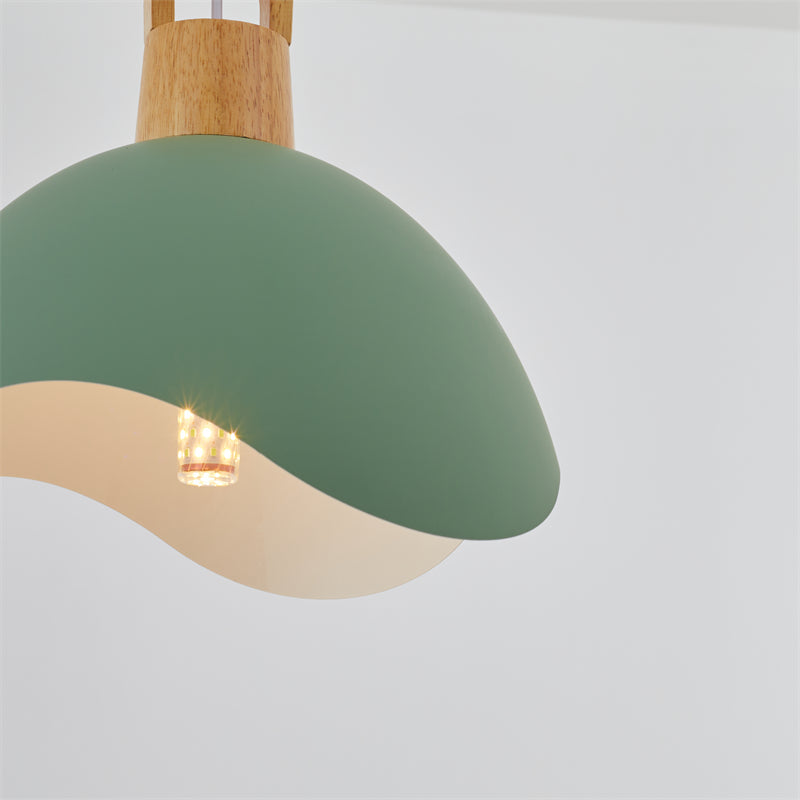 Valentina Colorful Shade Single Pendant Lights, Wood & Metal - Lamp Copper