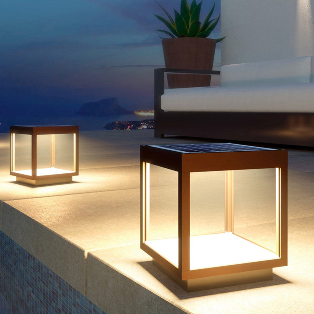 Ferra Contemporary Solar Rechargeable Outdoor Floor Lamp - Lamp Copper