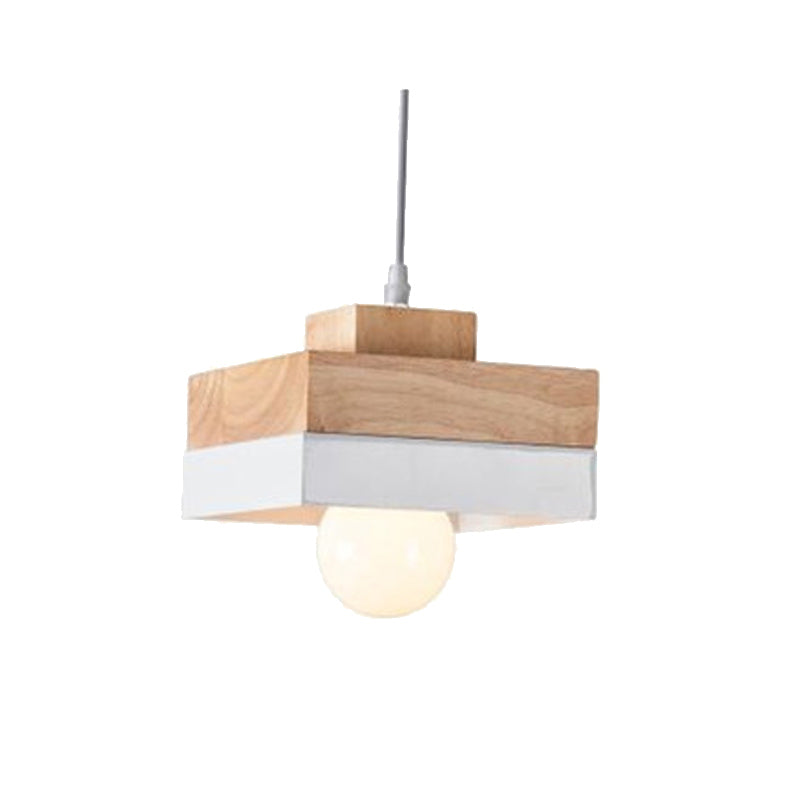 Aria Minimalist Black & White Wood Geometric Pendant Light - Lamp Copper