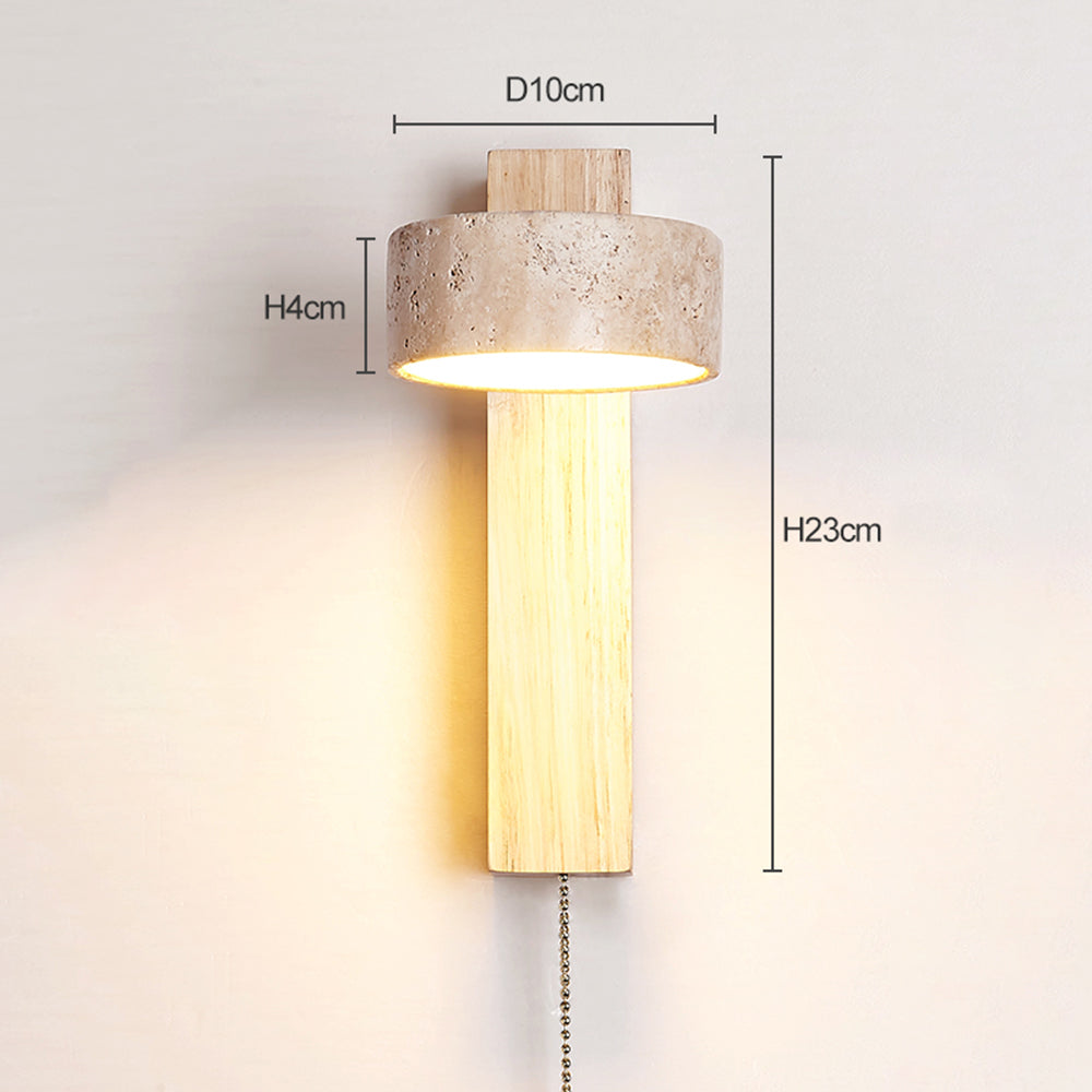 Ritta Wall Light Travertine Wood - Lamp Copper