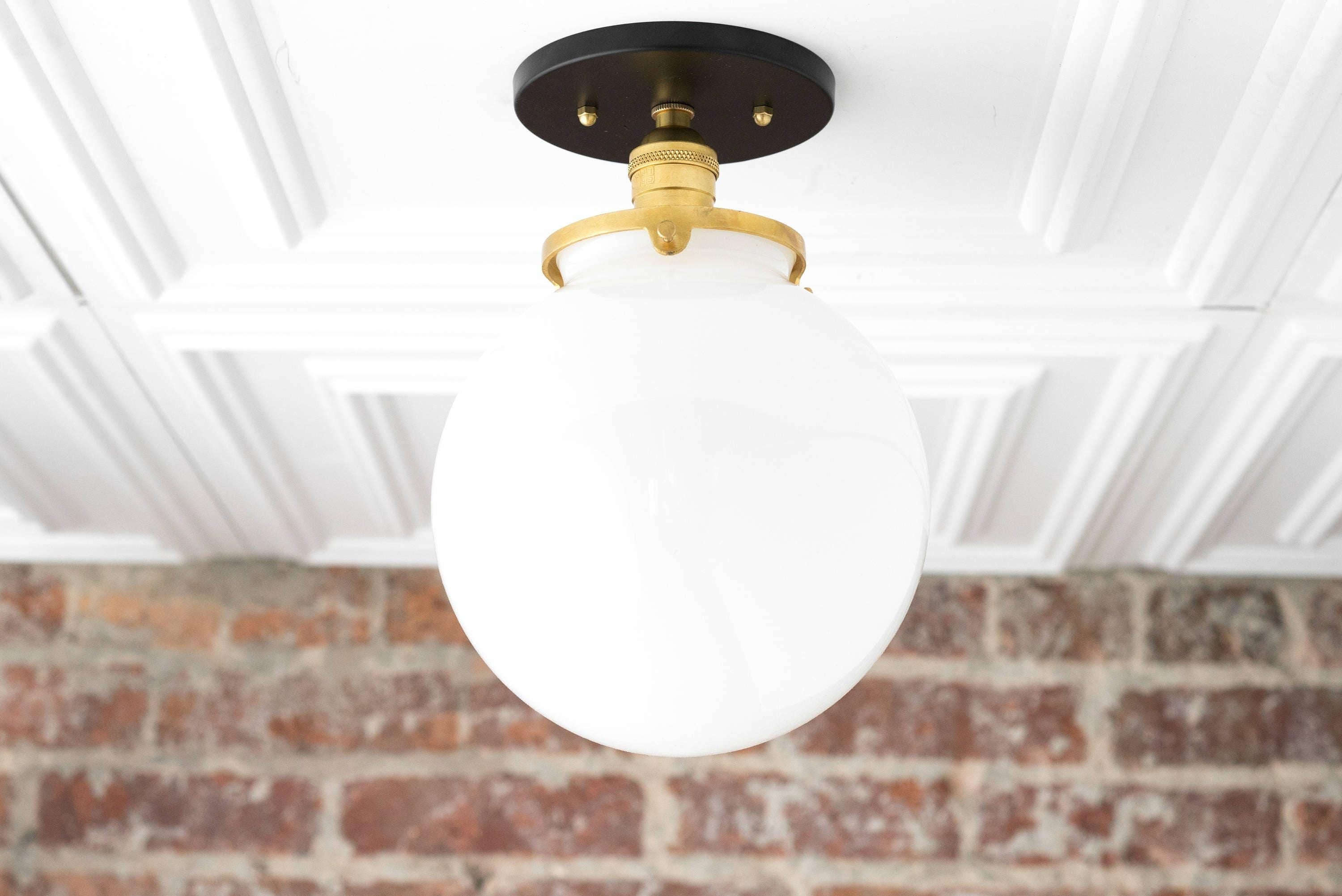 Pearl Glass Mid Century Flush Ceiling Light