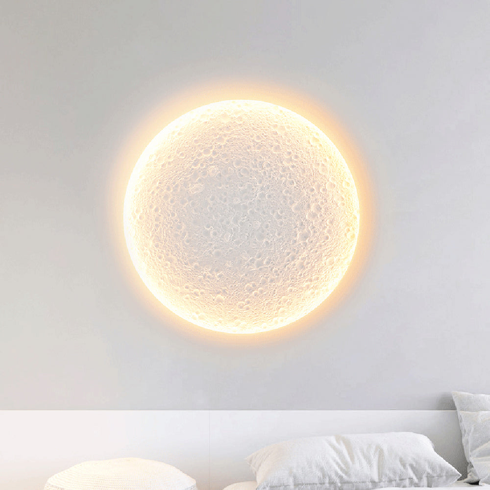 Aria Decorative Moon Metal/Gypsum Wall Lamp, White - Lamp Copper