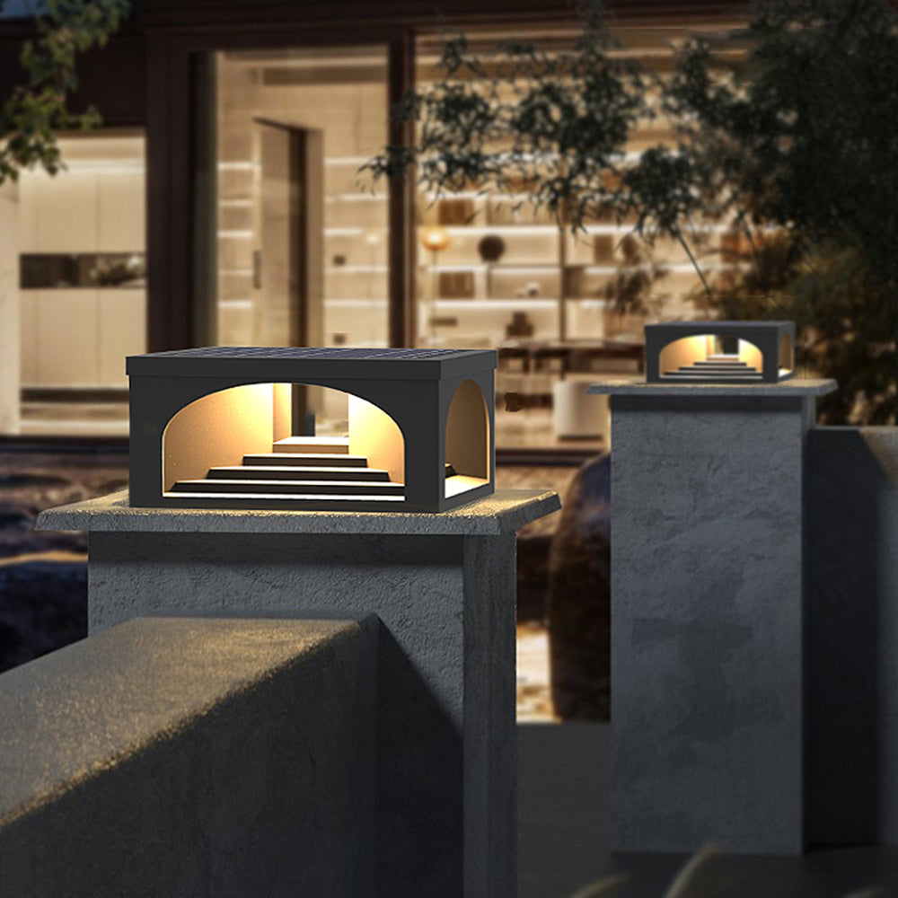 Ray Modern Stair Metal Solar Outdoor Pier-Mount Pillar Light - Lamp Copper