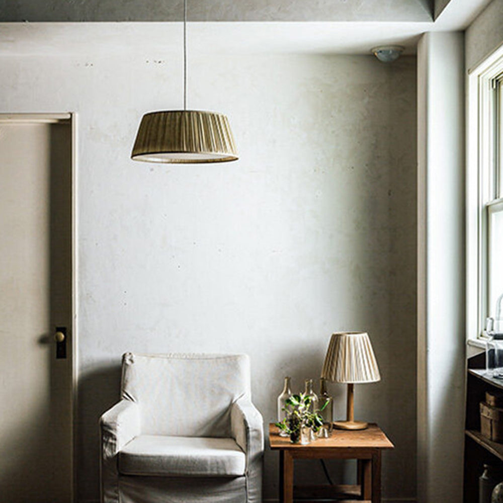 Ritta Pleated Pendant Light Wabi Sabi, Metal/Fabric, Living Room - Lamp Copper