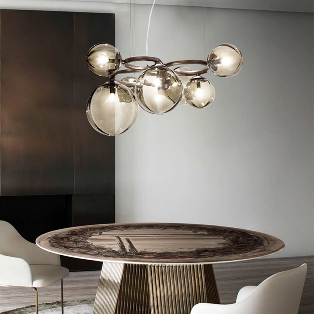 Valentina Modern Designe Wave Metal/Glass Pendant Light, White/Gold - Lamp Copper