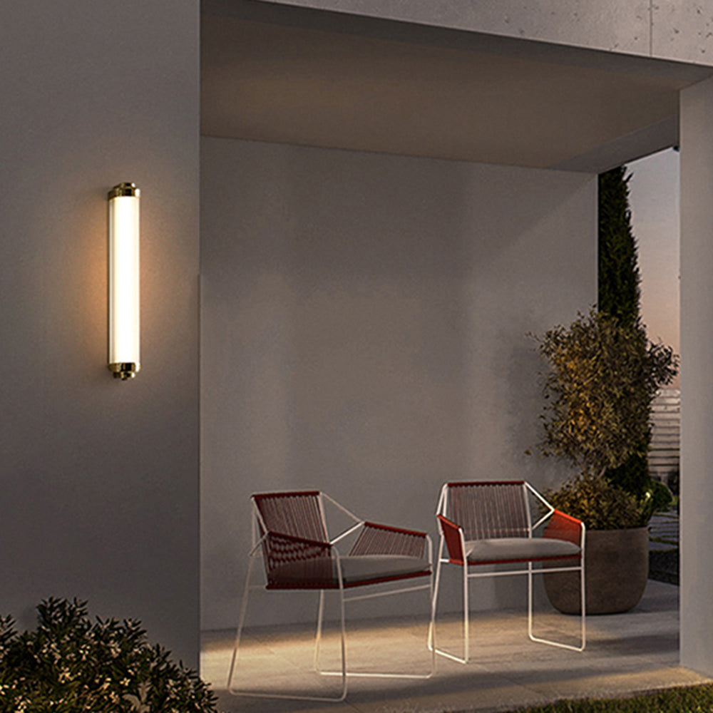 Ray Minimalist Cylindrical Metal Outdoor Wall Lamp, Black/Gold/Silver - Lamp Copper
