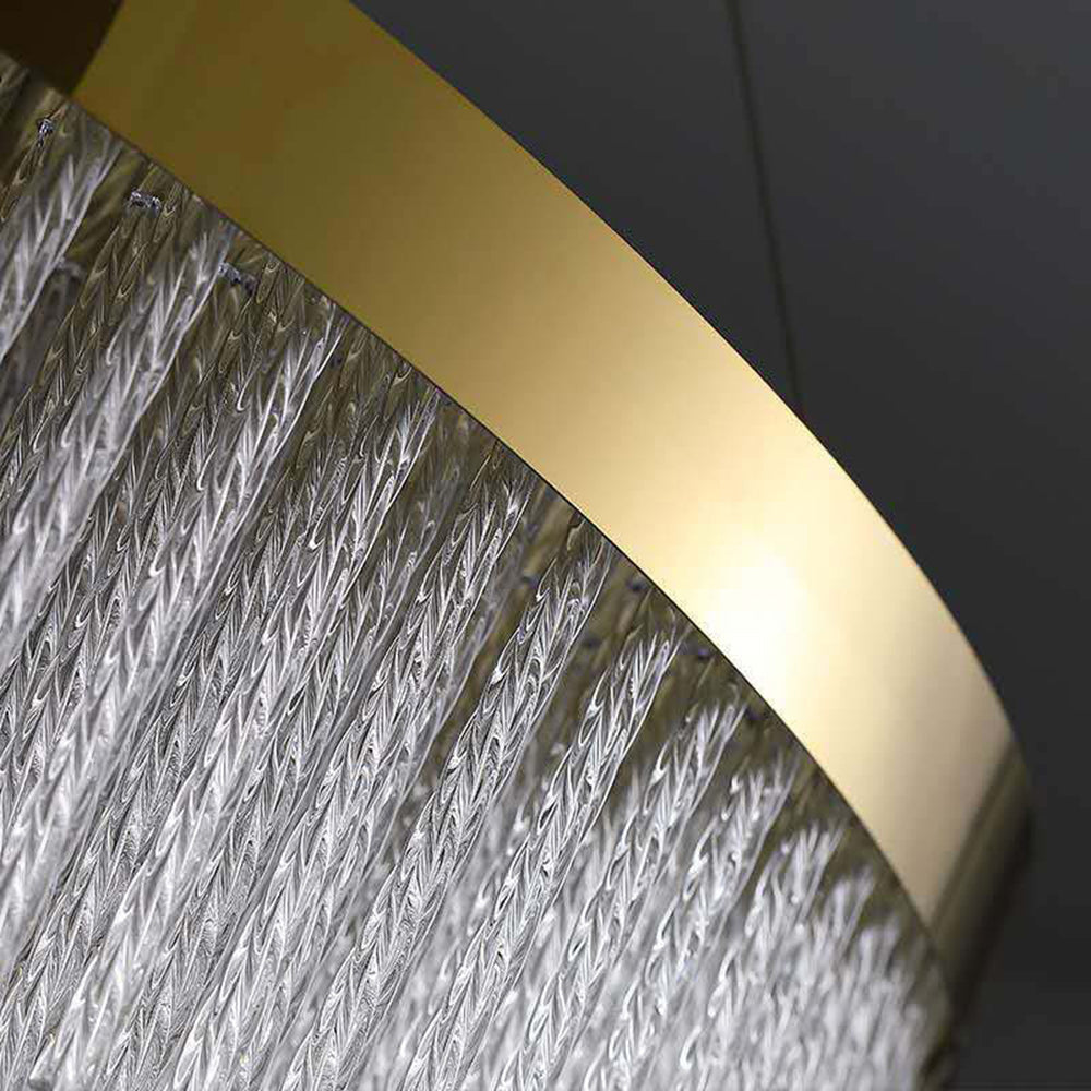 Kristy Modern Spiral Crystal Ring /Rectangle Chandelier, Gold - Lamp Copper