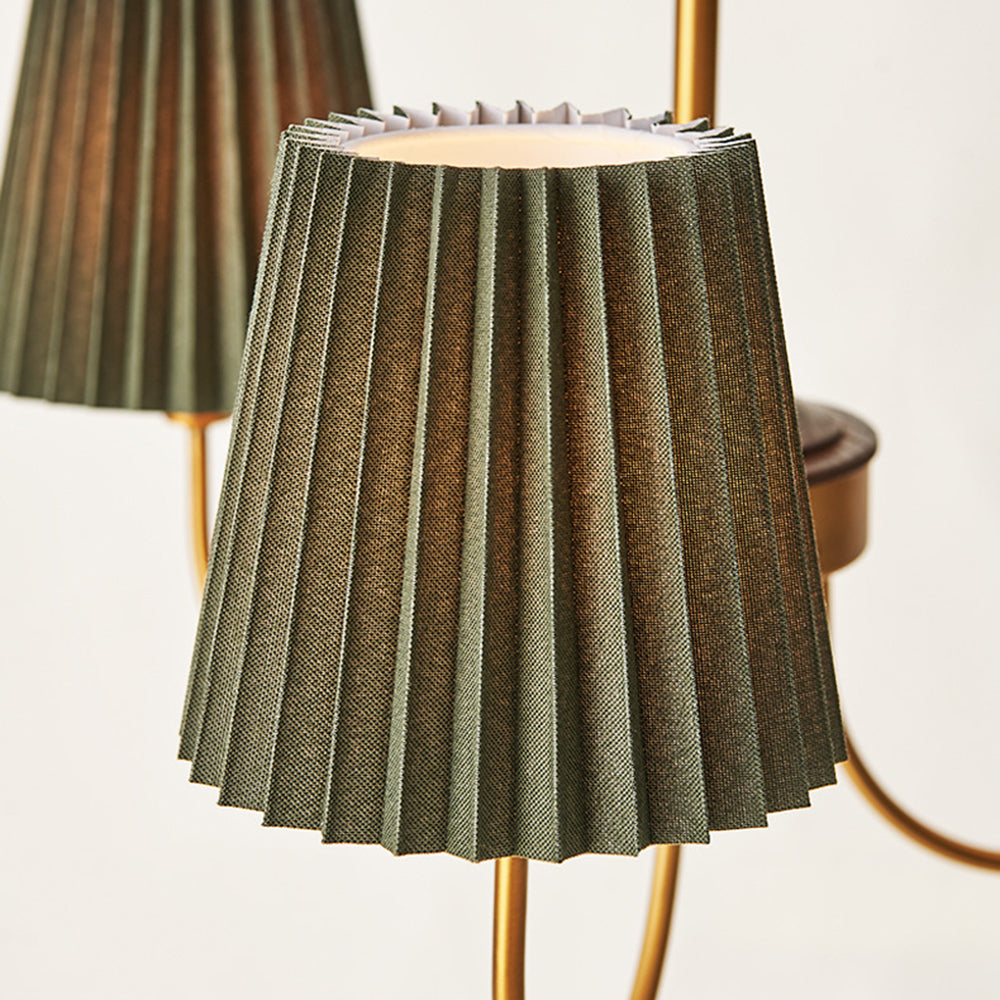 Silva Modern Retro Fabric Chandelier, White/Green - Lamp Copper
