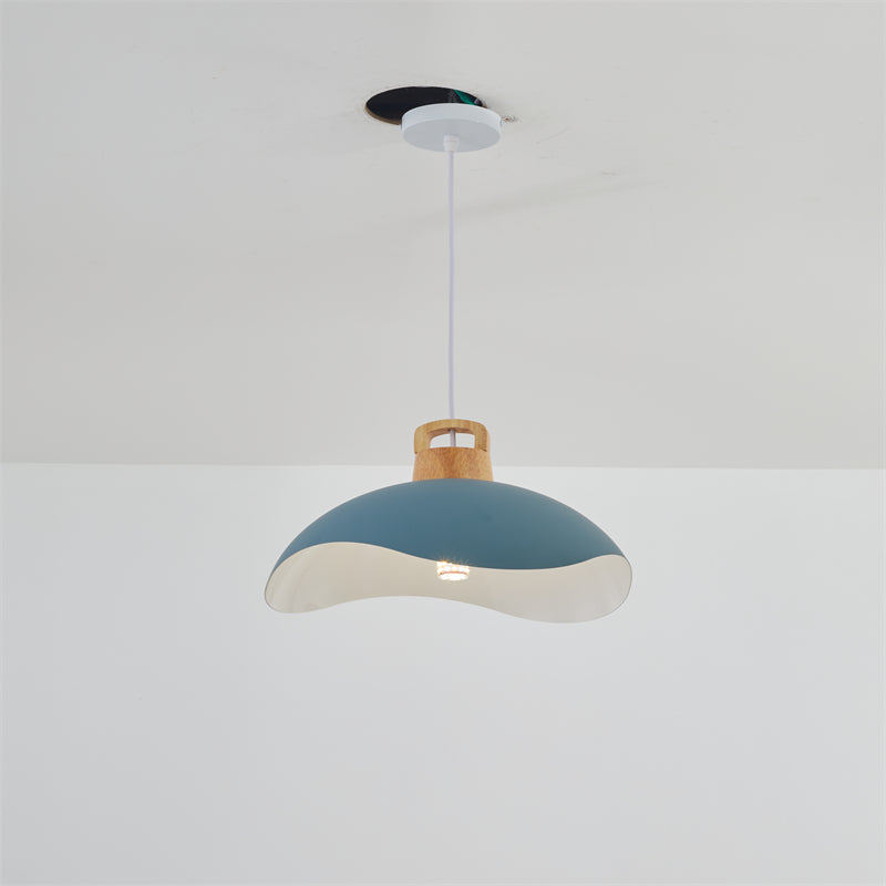 Valentina Colorful Shade Single Pendant Lights, Wood & Metal - Lamp Copper