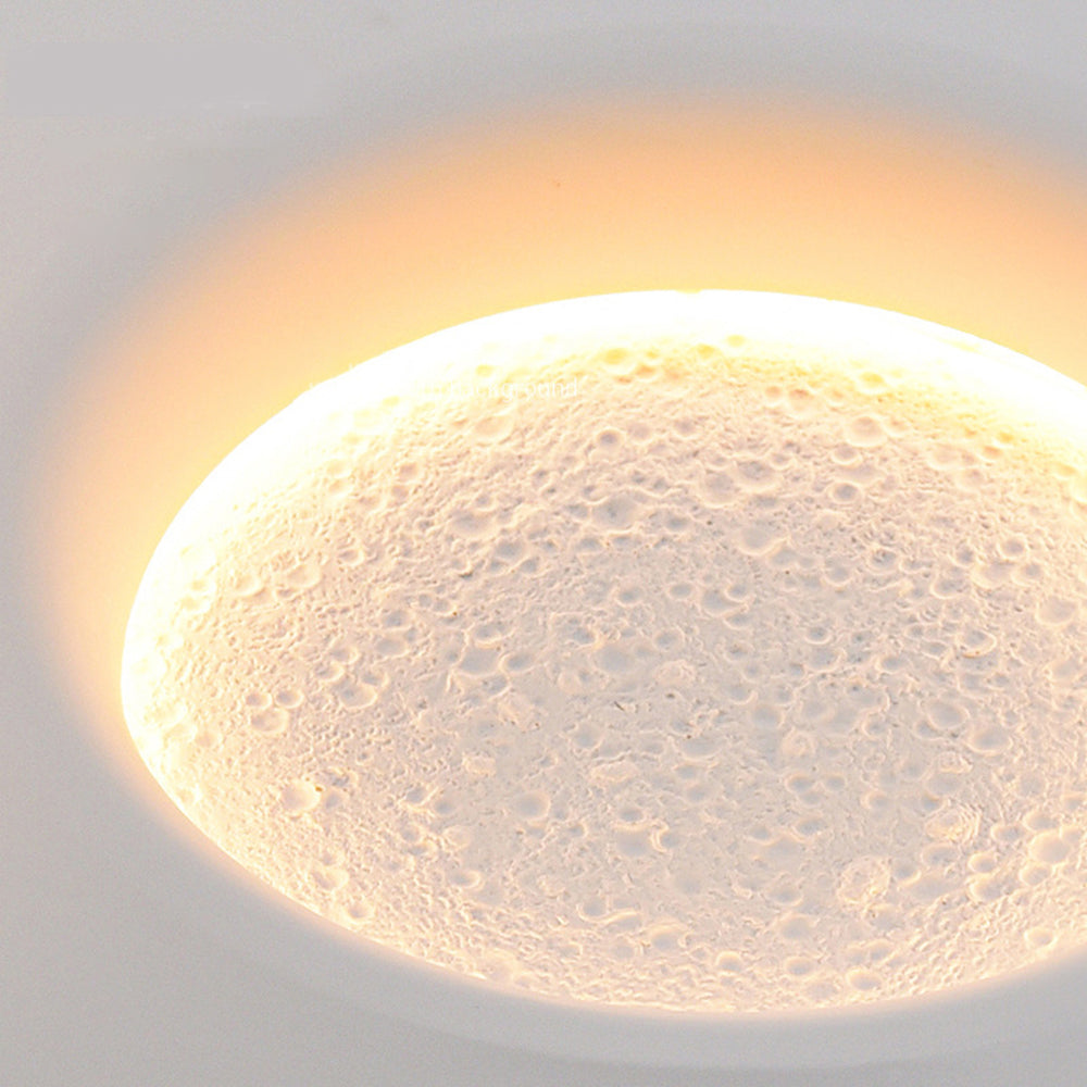 Aria Decorative Moon Metal/Gypsum Wall Lamp, White - Lamp Copper