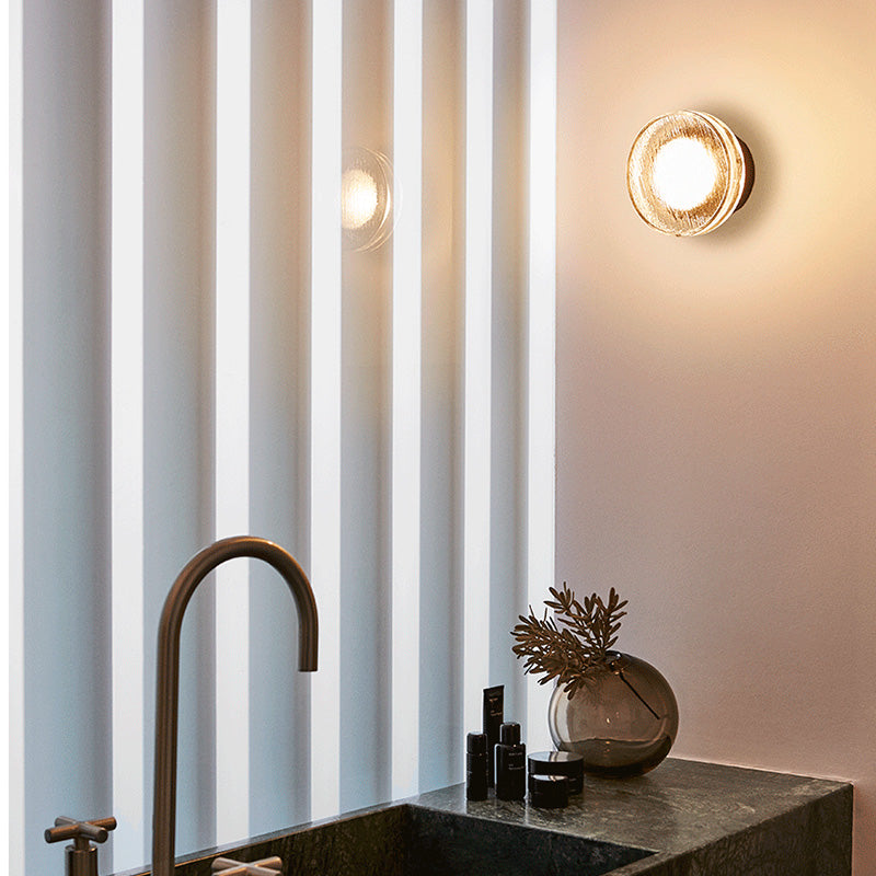 Ray Modern Mini Bubble Metal/Glass Outdoor Wall Lamp, Transparent - Lamp Copper