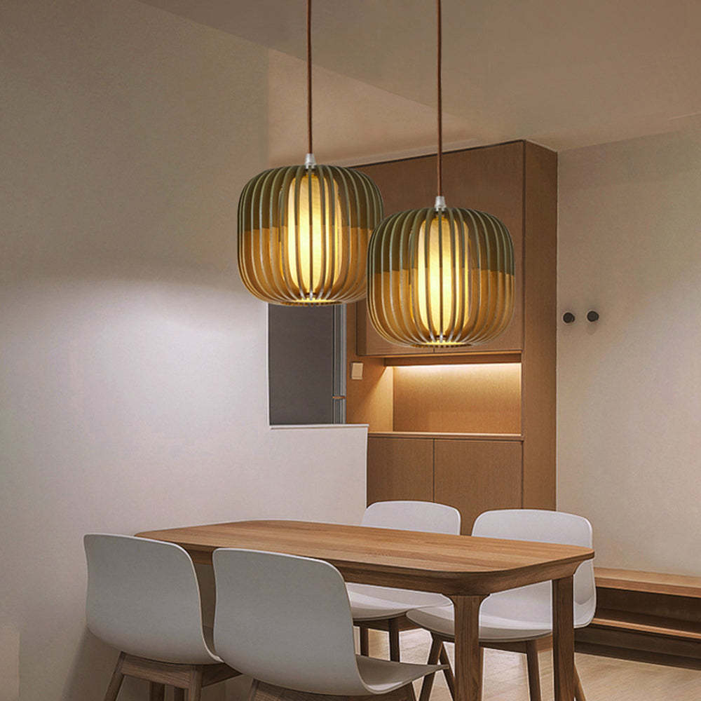 Muto Modern Birdcage Wood Pendant Light - Lamp Copper