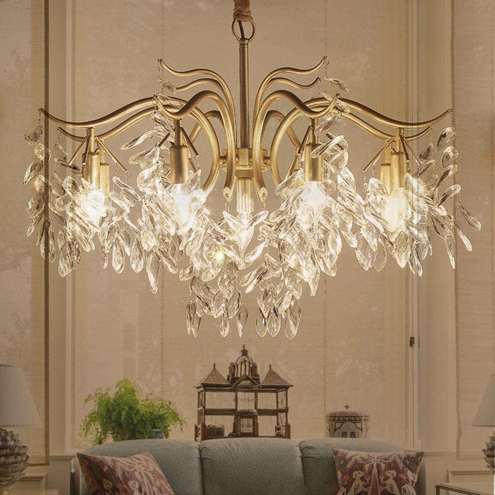 Kristy Luxury Wisteria Flower Crystal Chandelier - Lamp Copper