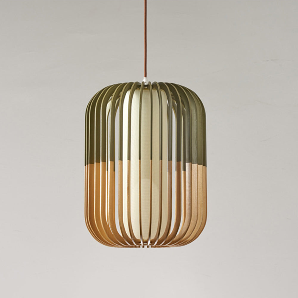 Muto Modern Birdcage Wood Pendant Light - Lamp Copper