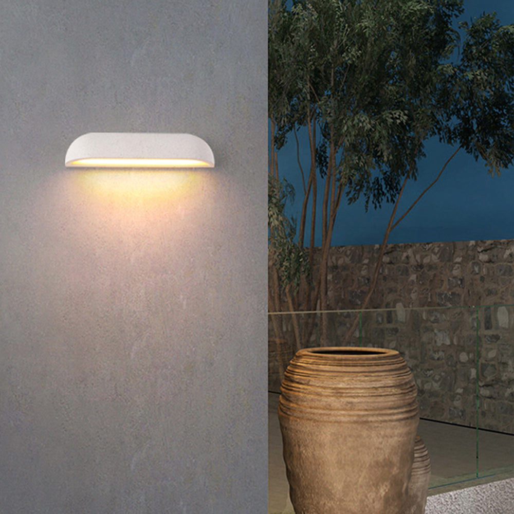 Ray Modern Minimalist Semi-elliptical Metal/Stone Outdoor Wall Lamp, Black/White - Lamp Copper