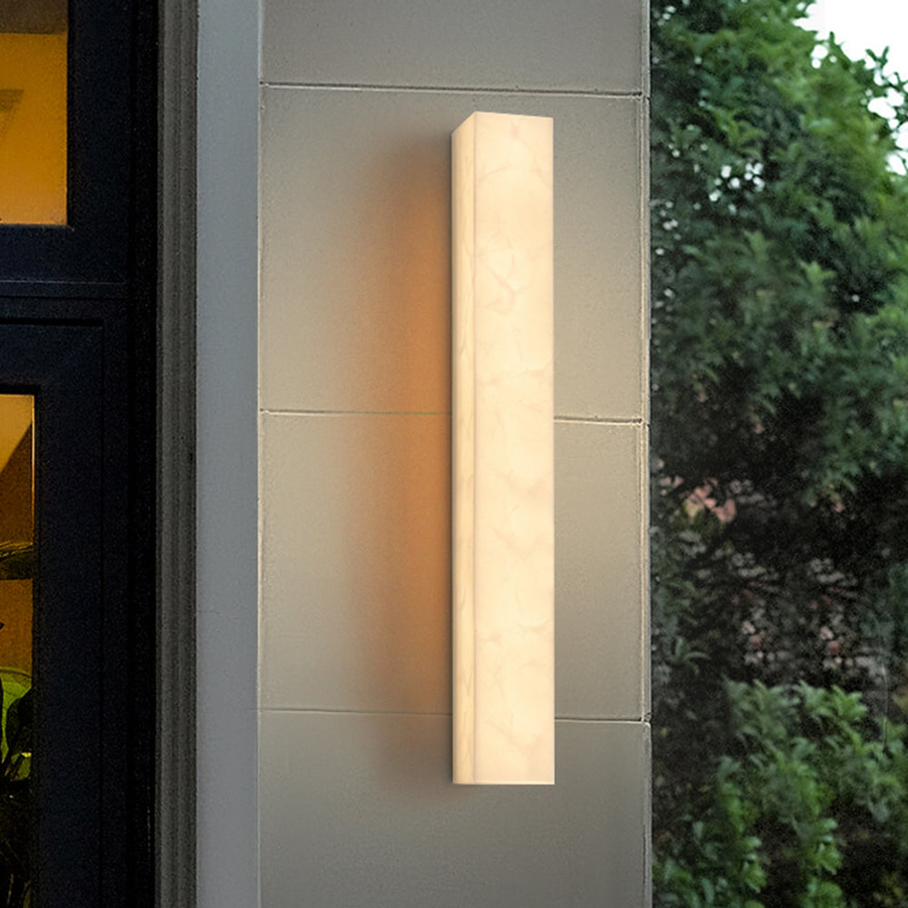 Ayen Modern Rectangular Resin Outdoor Wall Lamp, White - Lamp Copper