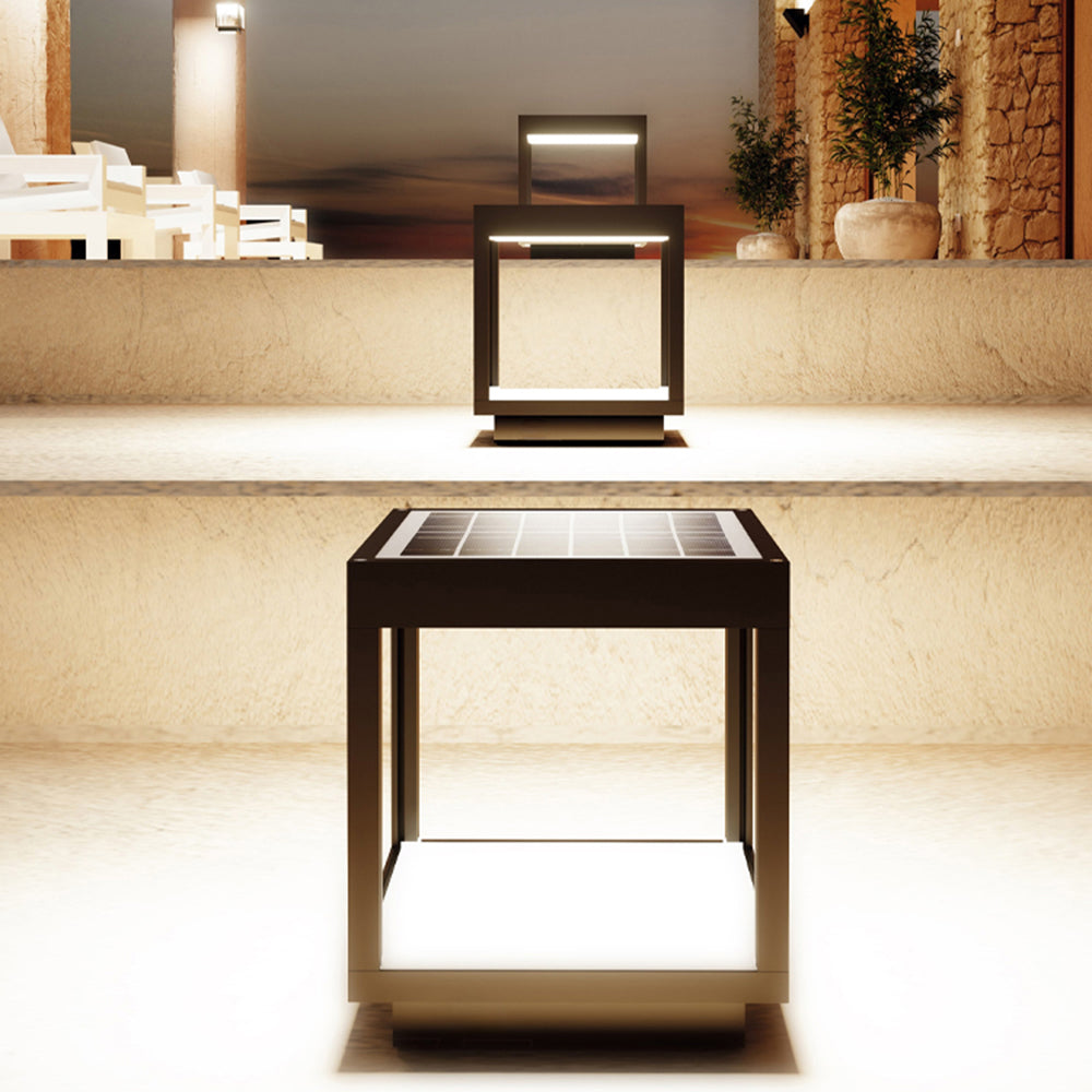 Ferra Contemporary Solar Rechargeable Outdoor Floor Lamp - Lamp Copper